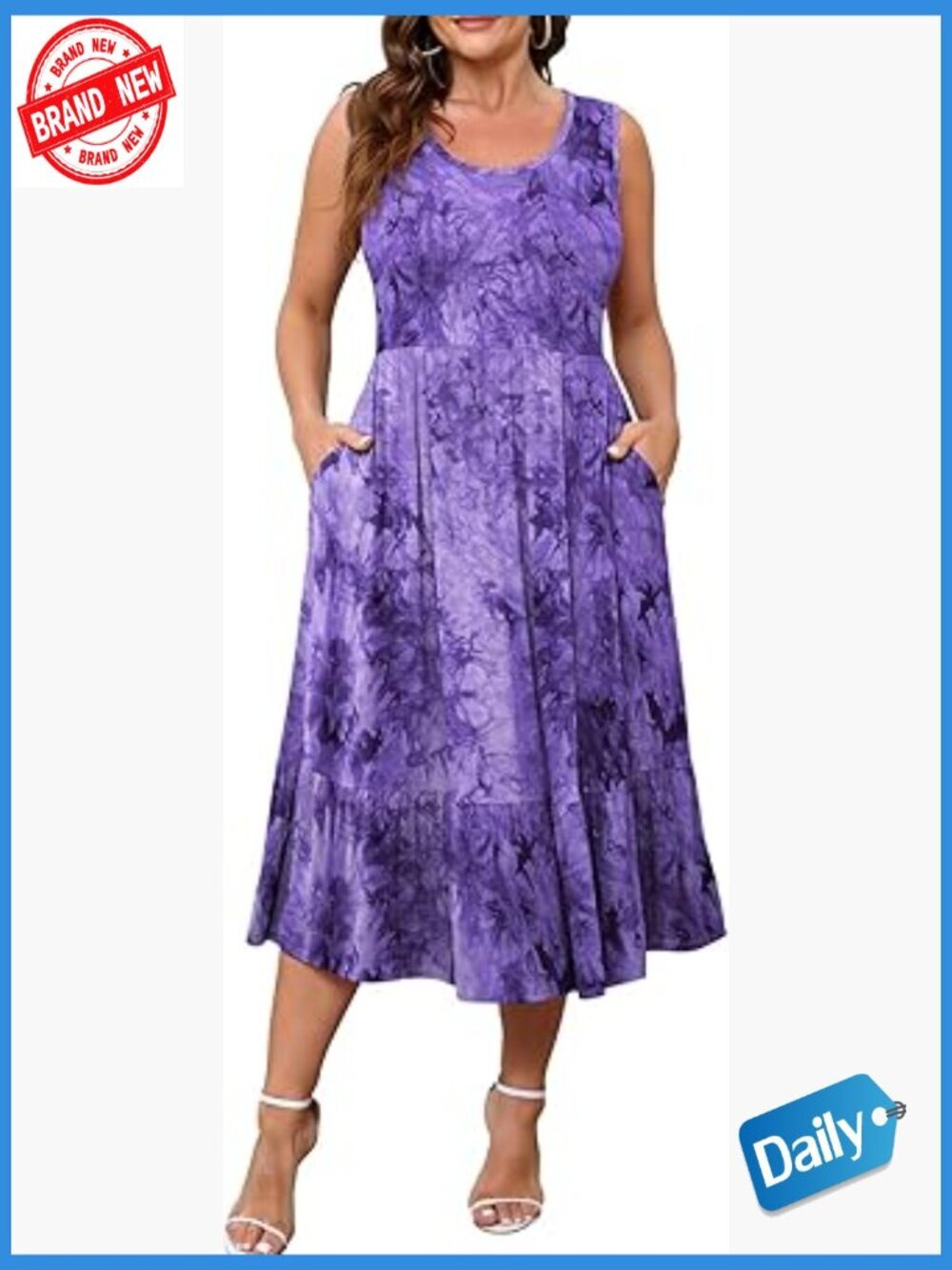 Plus Size Maxi Dress Casual Summer T Shirt Dress Loose Fit Pockets Split